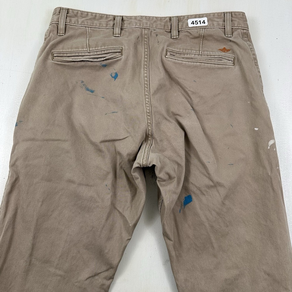 Dockers Mens Alpha Khaki Athletic‎ Fit Stretch Pants 31x30 Beige Paint Splatters